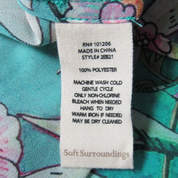 Soft Surroundings Luau Garden Top Tank Set Size S Green Floral Flowy Sheer Women - Picture 7 of 10